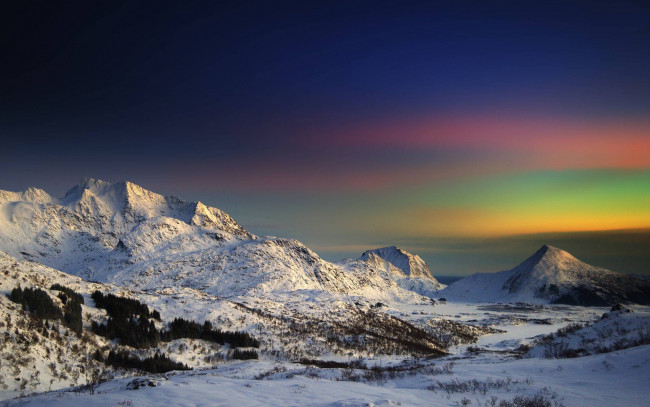 Обои картинки фото природа, горы, заря, снега, восход