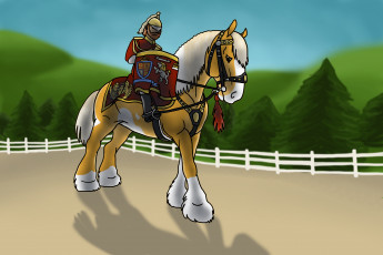 Картинка рисованные животные +лошади лошадь воин