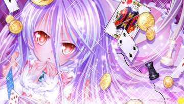 Картинка аниме no+game+no+life no game life shiro mizuki арт монеты шахматы девочка карты