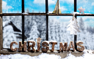 Картинка праздничные -+разное+ новый+год снег фигурки окно надпись буквы