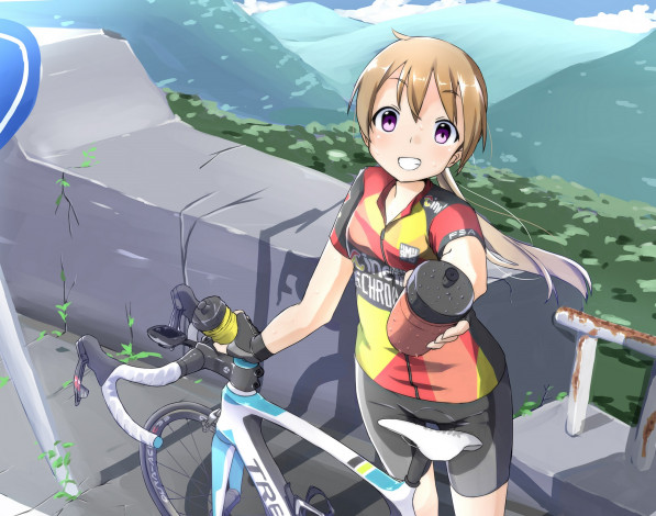 Обои картинки фото аниме, unknown,  другое, sekira, ame, арт, девочка, велосипед