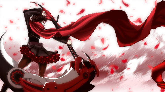 Обои картинки фото аниме, rwby, ruby, rose, mioshiki, девушка, меч