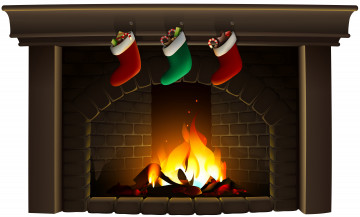 Картинка праздничные векторная+графика+ новый+год подарки камин фон огонь новый год праздник