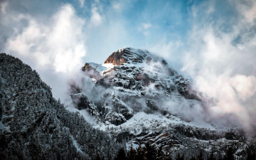 Картинка природа горы облака гора снег вершина