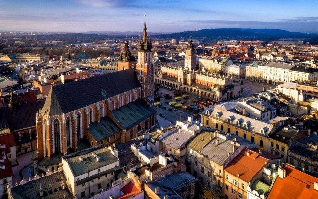 Обои картинки фото города, краков , польша, панорама