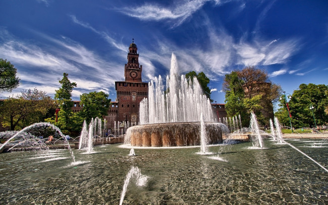 Обои картинки фото города, милан , италия, фонтан