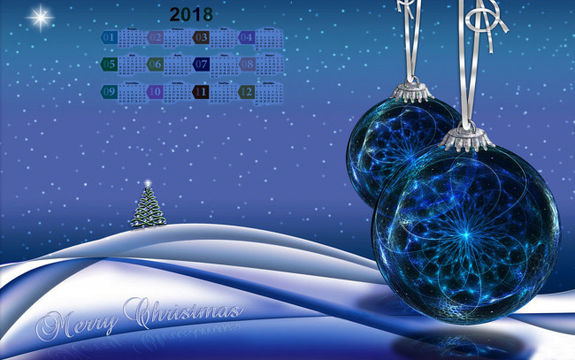 Обои картинки фото календари, праздники,  салюты, елка, шар, 2018