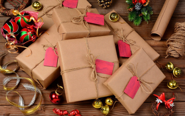 Обои картинки фото праздничные, подарки и коробочки, ленточка, подарки, серпантин