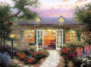 Картинка рисованное thomas+kinkade дом сад
