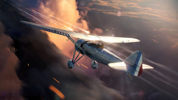 Картинка видео+игры war+thunder самолет полет небо облака закат
