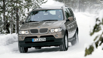 Картинка bmw+x5 автомобили bmw серый дорога лес снег зима