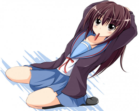 Обои картинки фото аниме, the, melancholy, of, haruhi, suzumiya