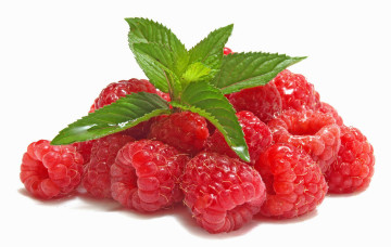 Картинка еда малина листики ягоды