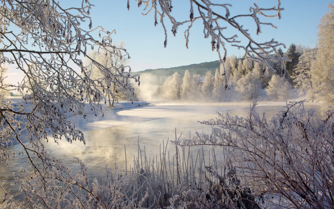 Обои картинки фото природа, зима, река