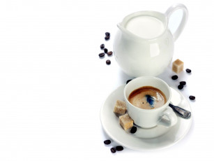 Картинка еда кофе +кофейные+зёрна зерна сахар молоко