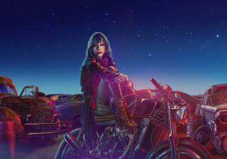 Картинка рисованные люди звезды мотоцикл