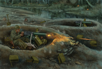 Картинка рисованные армия пулемет