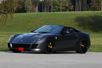 обоя 2011 ferrari 599 sa aperta, автомобили, ferrari, тюнинг, дорога, синий