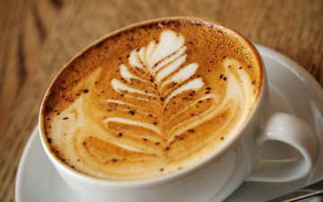 Картинка еда кофе +кофейные+зёрна узор пена капучино чашка латте-арт