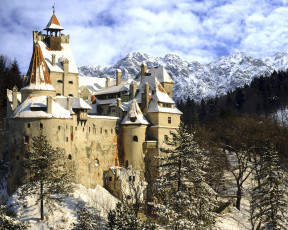 Картинка замок+бран+румыния города -+дворцы +замки +крепости зима ландшафт румыния бран замок