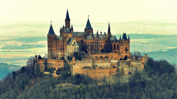 Картинка города замки+германии burg hohenzollern castle гогенцоллерн замок-крепость гора германия природа пейзаж