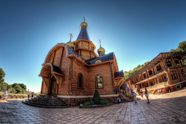 Обои картинки фото iglesia ortodoxa rusa san miguel arc&, 225, ngel, города, - православные церкви,  монастыри, площадь, храм