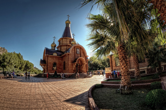 Обои картинки фото iglesia ortodoxa rusa san miguel arc&, 225, ngel, города, - православные церкви,  монастыри, площадь, храм