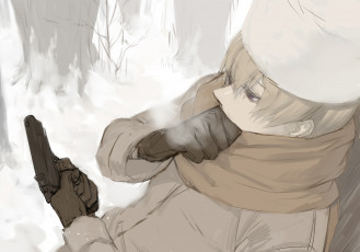 Картинка аниме hetalia +axis+powers пистолет зима парень арт
