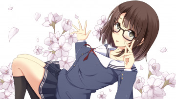 Картинка saenai+heroine+no+sodatekata аниме цветы фон взгляд девушка