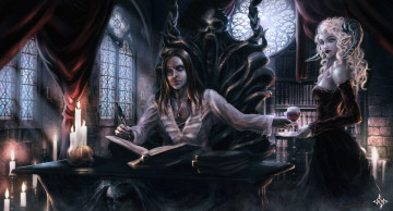 Картинка фэнтези вампиры демон девушка вампир готика мужчина