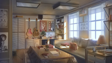 Картинка аниме музыка комната