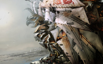 Картинка фэнтези корабли люди лед корабль техника паруса море грифон