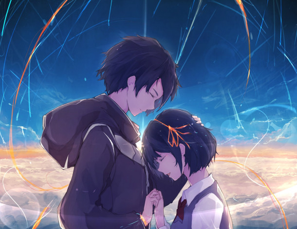 Обои картинки фото аниме, kimi no na wa, miyamizu, mitsuha, tachibana, taki