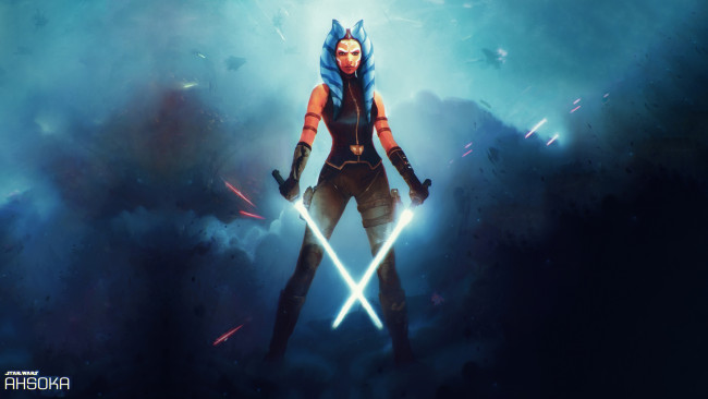 Обои картинки фото фэнтези, _star wars, фантастика, ahsoka, lightsaber, jedi, star, wars, tano