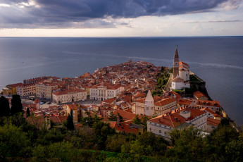 обоя piran,  slovenia, города, - панорамы, простор, адриатическое море, словения, пиран, побережье