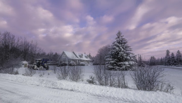 Картинка города -+здания +дома трактор дом зима
