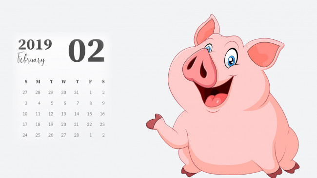 Обои картинки фото календари, рисованные,  векторная графика, свинья, поросенок, жест