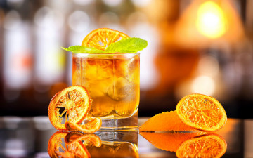 Картинка еда напитки +коктейль апельсин коктейль мята