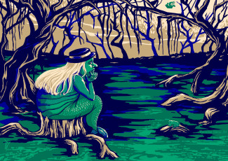Картинка рисованное кино +мультфильмы водяной болото деревья летучий корабль