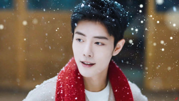 Картинка мужчины xiao+zhan актер шарф пальто снег