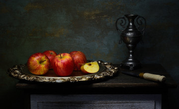 обоя еда, яблоки, натюрморт, фон, темный