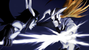 Картинка аниме bleach куросаки ночь шинигами ичиго аранкар улькиорра мечи бой блич