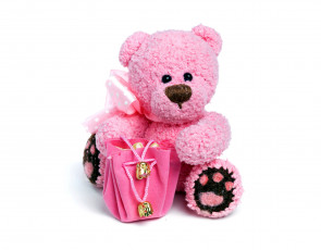 Картинка разное игрушки медвежонок розовый бант сумочка