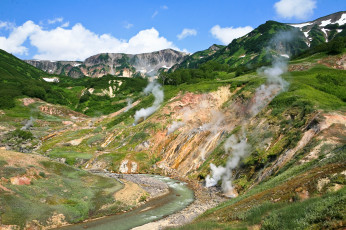Картинка природа пейзажи россия камчатка долина гейзеров