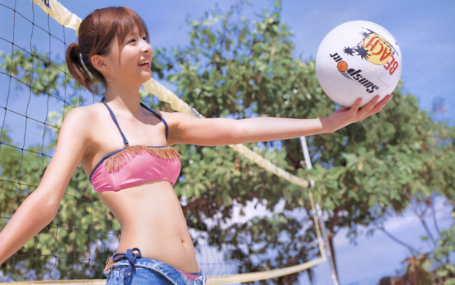 Обои картинки фото спорт, волейбол, девушка, играет, в, пляжный