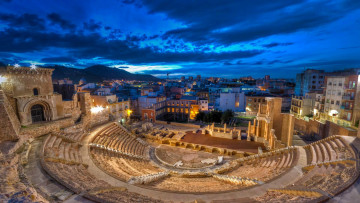 Картинка города рим +ватикан+ италия огни руины ночь испания дома картахена римский театр облака