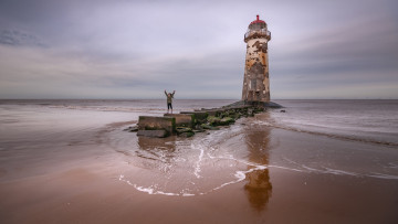 Картинка природа маяки берег девочка море маяк