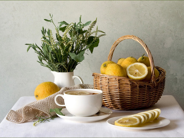 Обои картинки фото лимонами, еда, натюрморт