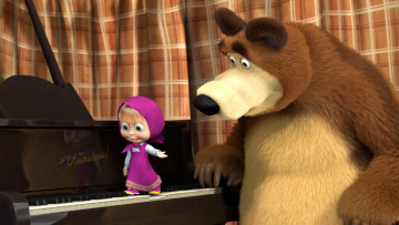 Картинка мультфильмы маша медведь пианино