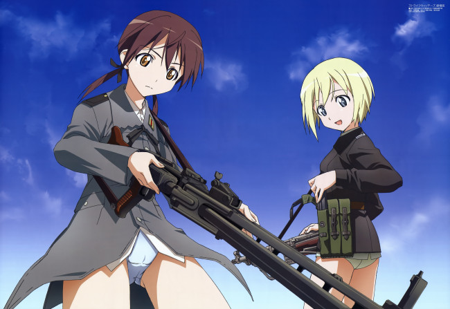 Обои картинки фото аниме, strike, witches, erica, hartmann, gertrud, barkhorn